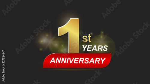 Gold and red tone 1st year anniversary celebration logo