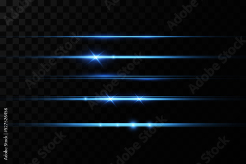 Vector illustration of a blue color. Light effect. Abstract laser beams of light. Chaotic neon rays of light