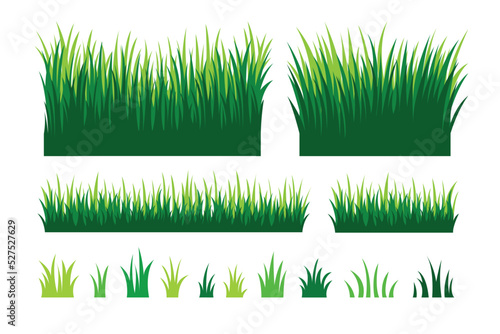 Green grass collection. landscape design herb element set. 