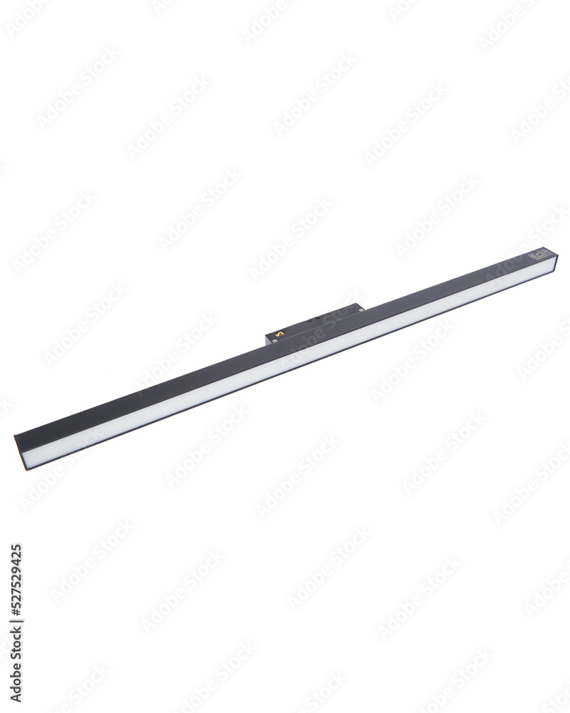 LED lights, track LED lamp. Office lighting. Composition of linear lamps. New technologies. High power linear SMD white lighting LED isolated on white background LED lights, track LED lamp. Office lighting. Composition of linear lamps. New technologies. High power linear SMD white lighting LED isolated on white background