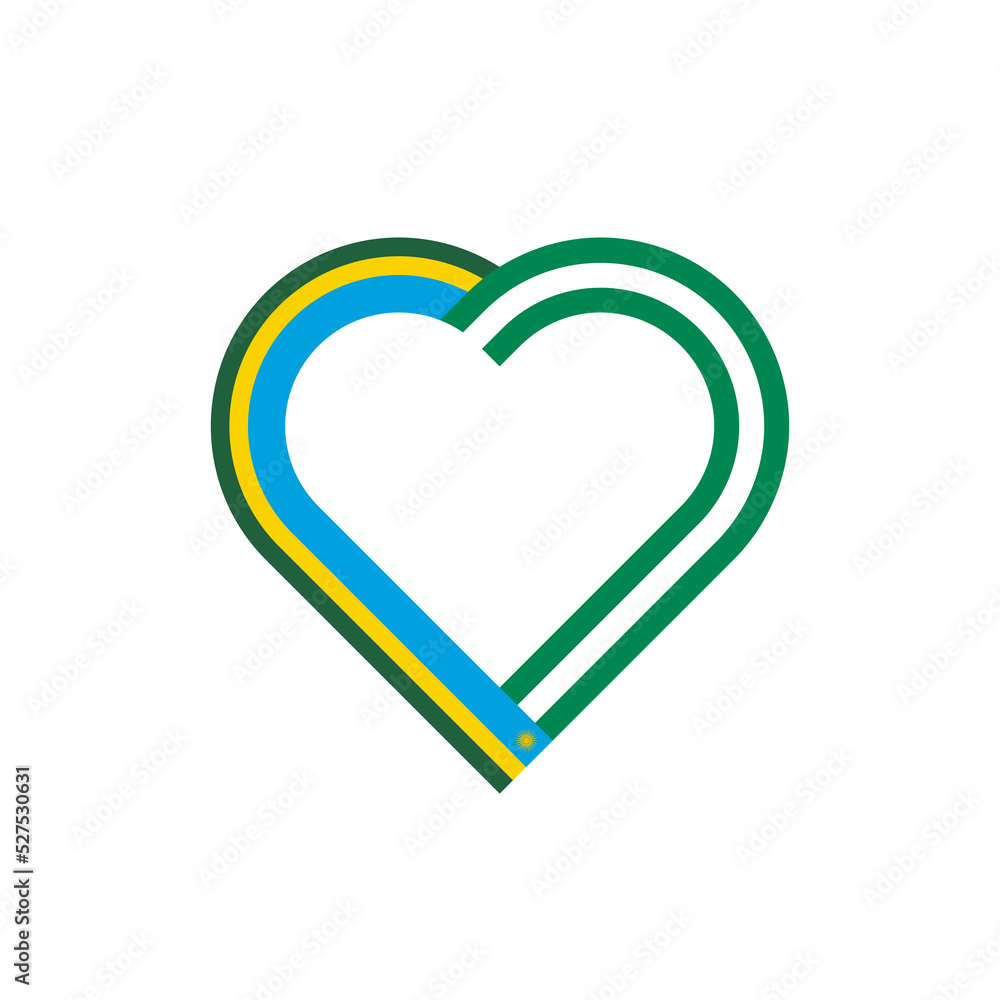 friendship concept. heart ribbon icon of rwanda and nigeria flags. vector illustration isolated on white background