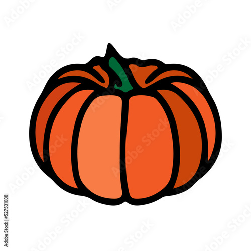 Vector flat icon of pumpkin vegetable. halloween traditional logo template.
