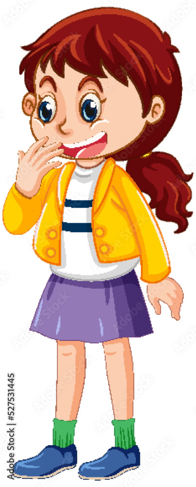 A girl cartoon character with surprised face A girl cartoon character with surprised face
