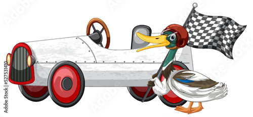 Soapbox derby race with duck