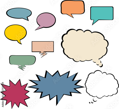  Retro Cartoon speech balloon, Comic Speech Bubble  icon