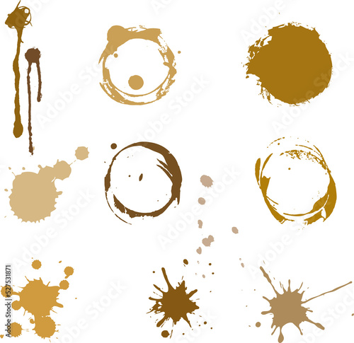 retro traces cup draw pour coffee splashes and spot print. 