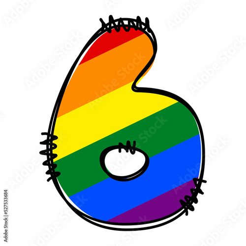 LGBT rainbow numbe 6, Number Six gay pride rainbow flag digit photo