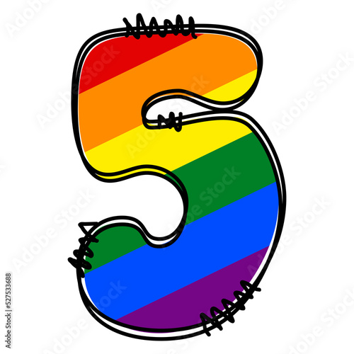 LGBT rainbow numbe 5, Number Five gay pride rainbow flag digit photo