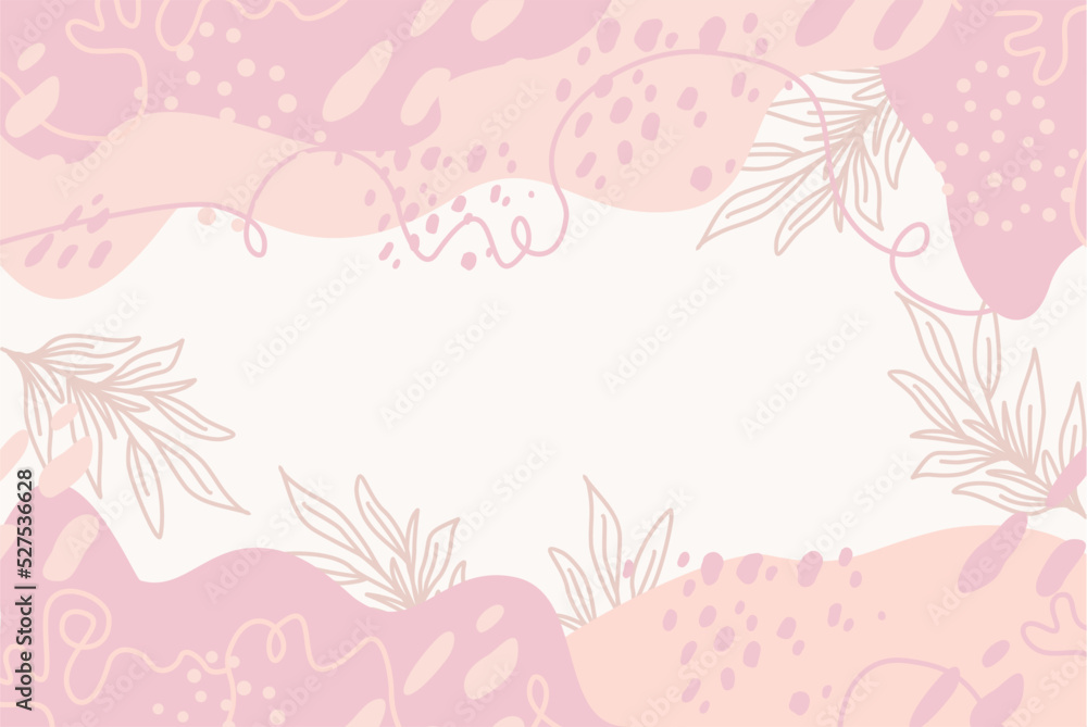 NATURE ABSTRACT HAND DRAWN MINIMAL BACKGROUND WITH PASTEL COLOR LEAVES NATURE ABSTRACT HAND DRAWN MINIMAL BACKGROUND WITH PASTEL COLOR LEAVES