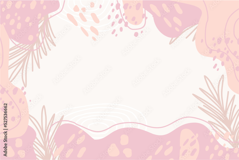 NATURE ABSTRACT HAND DRAWN MINIMAL BACKGROUND WITH PASTEL COLOR LEAVES NATURE ABSTRACT HAND DRAWN MINIMAL BACKGROUND WITH PASTEL COLOR LEAVES