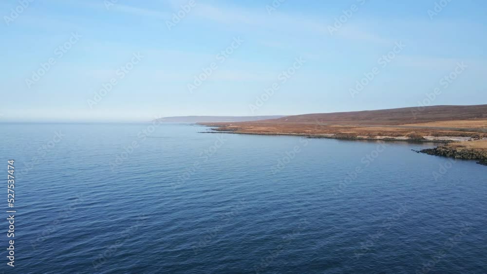 Drone shot of Iceland landscape, road and coastline, aerial view from drone in 4K Drone shot of Iceland landscape, road and coastline, aerial view from drone in 4K