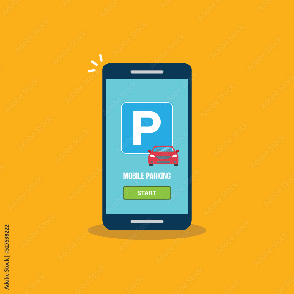 Mobile parking app on smartphone screen. Smart phone with car park application. Internet payment online with modern device. Mobile parking app on smartphone screen. Smart phone with car park application. Internet payment online with modern device.