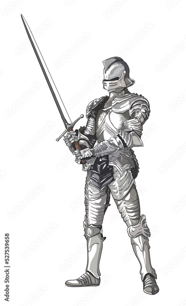 Drawing medieval plate armor, full body plat, art.illustration, vector Drawing medieval plate armor, full body plat, art.illustration, vector