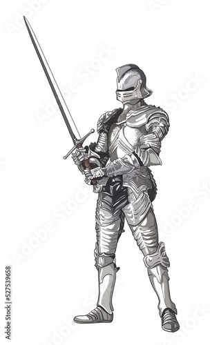 Drawing medieval plate armor, full body plat, art.illustration, vector