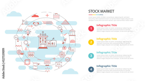 stock market concept for infographic template banner with four point list information