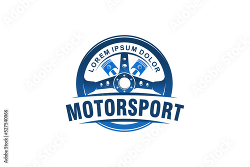 Automotive car steering wheel logo design garage workshop illustration race speed auto repair