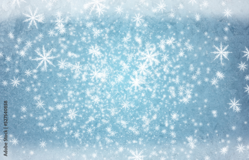 White Snowflakes on Blue Digitally Generated Abstract Background