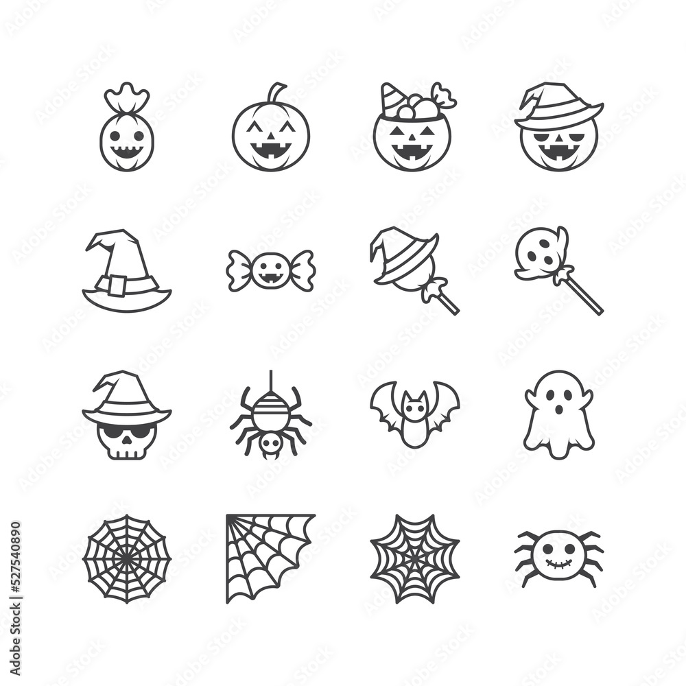 Halloween line icon design. icons set on a white background. Vector illustration