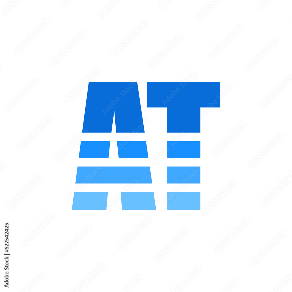 Obraz premium Initial Typography Letter AT Logo Design Template Design with Creative, Modern Gradient Style