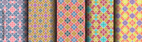 ethnic bundle set traditional background seamless pattern