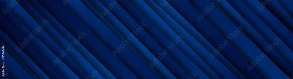 Fototapeta premium Dark blue abstract stripes minimal geometric background. Vector banner design