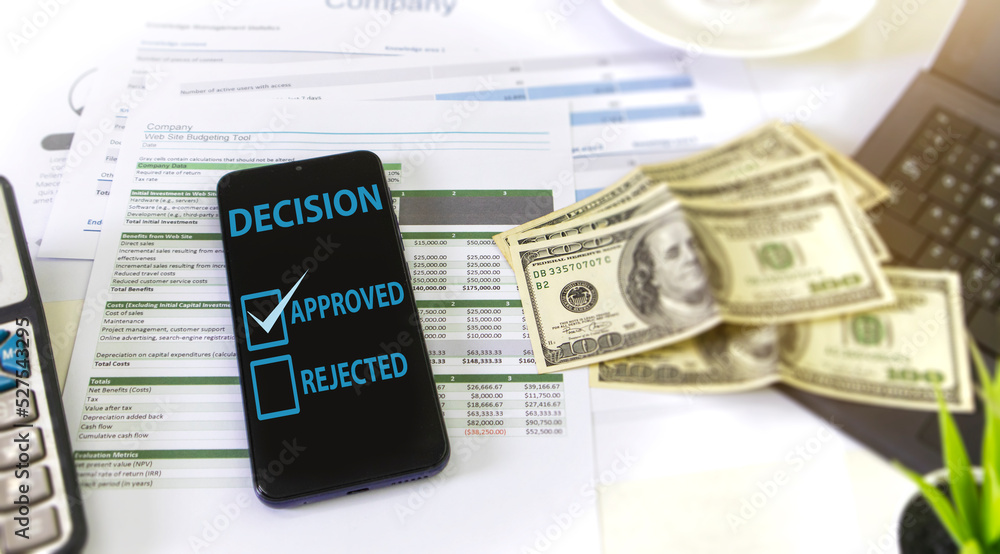 Fototapeta premium The decision to approve or reject a business investment project,future business planning,businessman work
