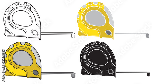 Set of Carpenter's measuring tape isolated on white background. Repair tool. Vector illustration
