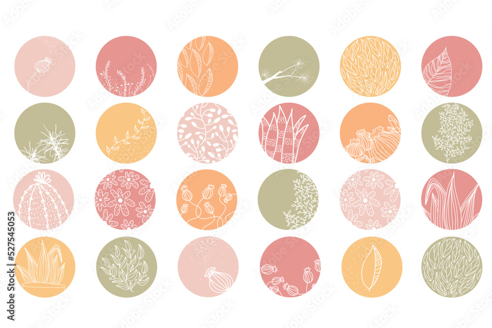 Highlight cover set, abstract floral botanical icons for social media.  Vector illustration. watercolor design. Set of Instagram Story Highlights  Covers Icons. Stock-Vektorgrafik | Adobe Stock