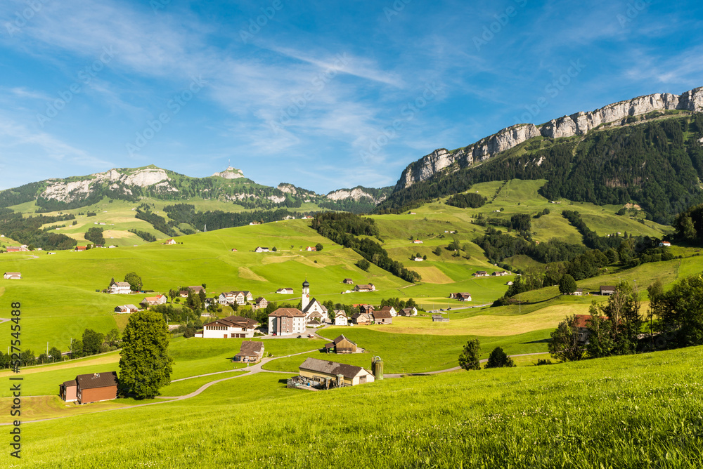 Φωτογραφία The village of Schwende and Hoher Kasten in Appenzellerland, Canton Appenzell In