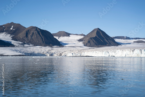 landscape view of an ice glacier in Svalbard islands, in the arctic sea