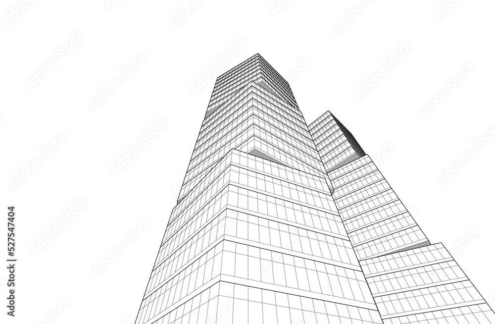 Linear architectural drawing vector illustration Linear architectural drawing vector illustration