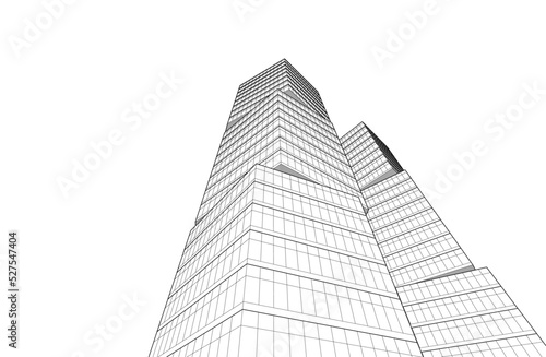 Linear architectural drawing vector illustration