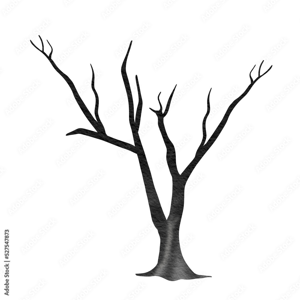 Halloween Spooky tree. Dead Tree watercolor. Halloween Spooky tree. Dead Tree watercolor.