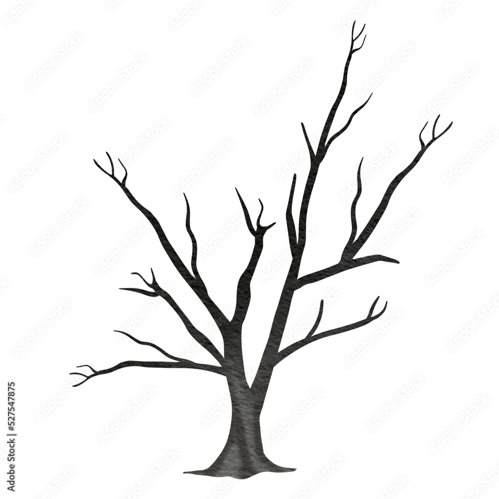 Fototapeta premium Halloween Spooky tree. Dead Tree watercolor.