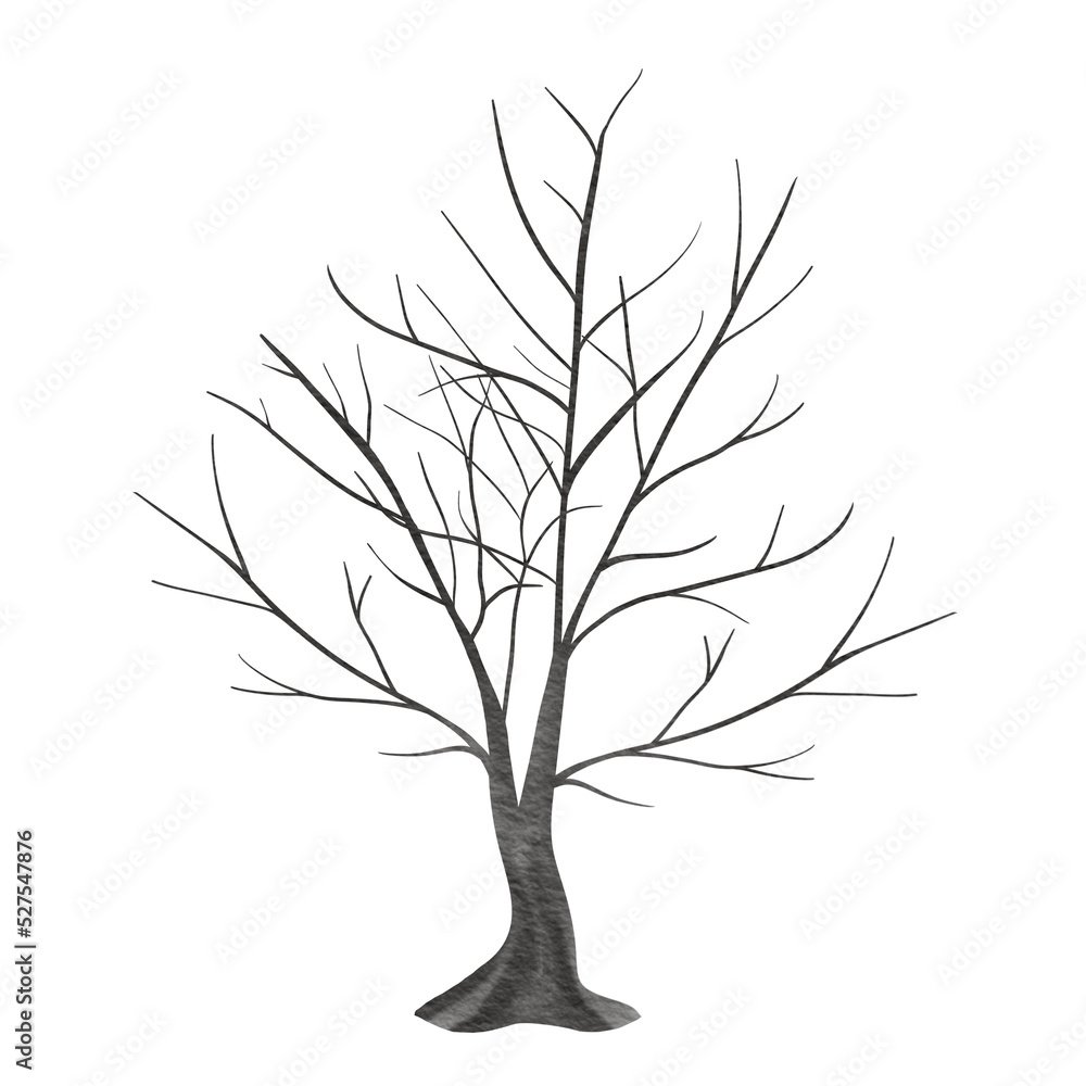 Obraz premium Halloween Spooky tree. Dead Tree watercolor.