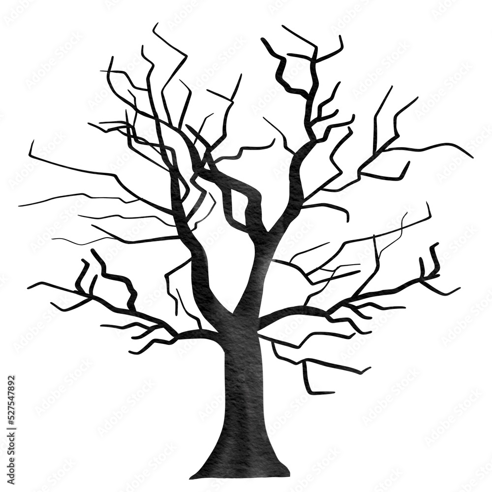 Halloween Spooky tree. Dead Tree watercolor. Halloween Spooky tree. Dead Tree watercolor.
