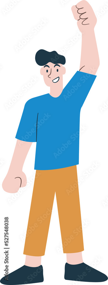 Obraz premium flat design style Happy Man Raise Hand up cartoon characters