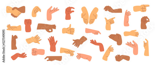 Different hand gestures set.