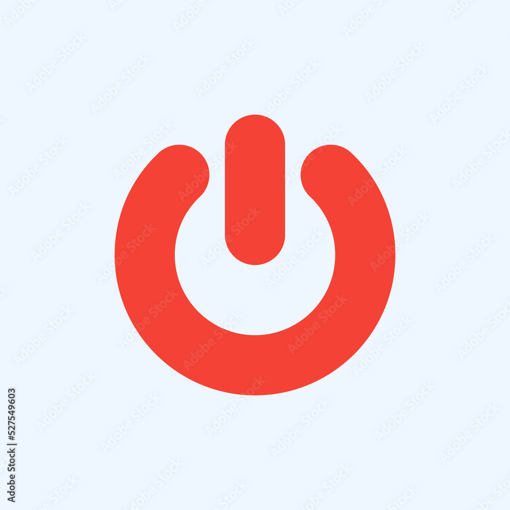 Power off icon in flat style about user interface, use for website mobile app presentation Power off icon in flat style about user interface, use for website mobile app presentation