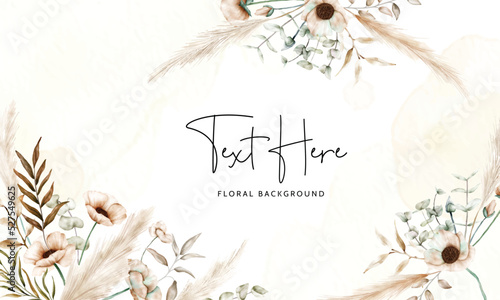 bohemian floral background with beautiful poppy flower