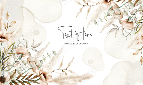 bohemian floral background with beautiful poppy flower