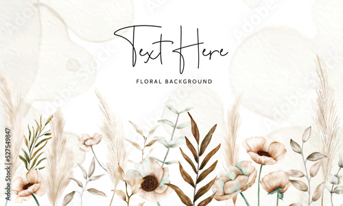 bohemian floral background with beautiful poppy flower
