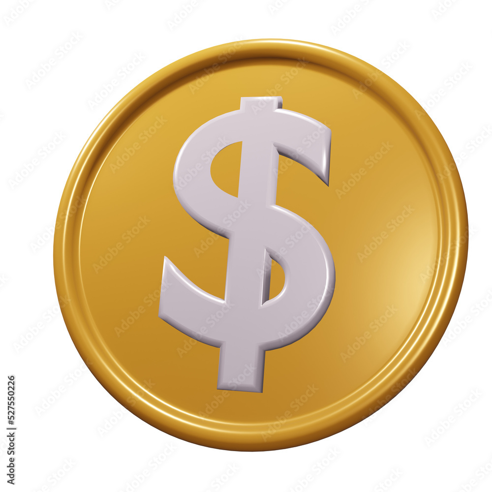 3d dollar gold coin icon 3d dollar gold coin icon