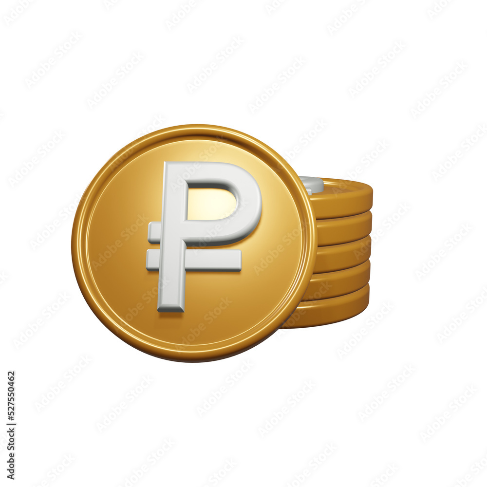Obraz premium 3d ruble gold coin illustration