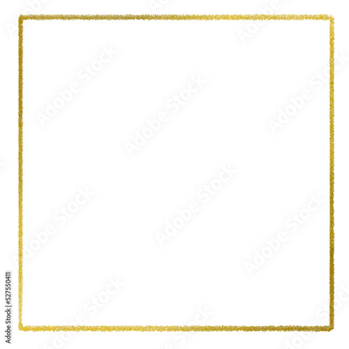 Gold square frame element with line border png.