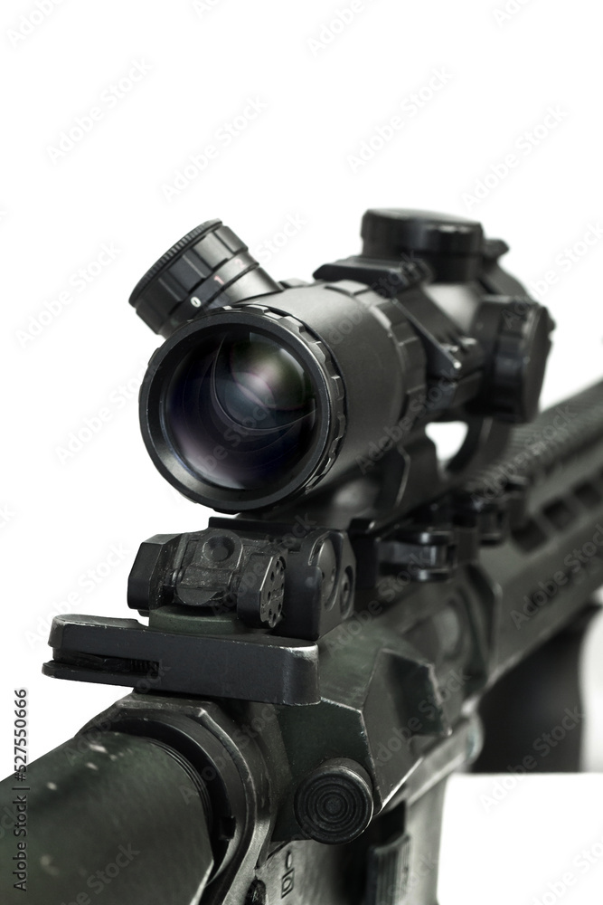 Sniper scope rifle isolate on white background