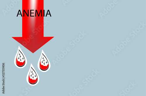 Drop of blood with a low hemoglobin content. Hypoglycemia and anemia concept. Vector doodle illustration.