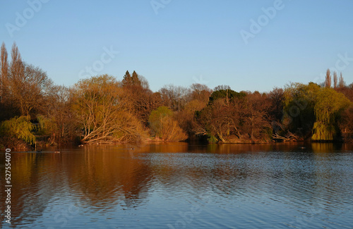 A beautiful scenic view of Lake Meadows park in Billericay, Essex, UK. 
