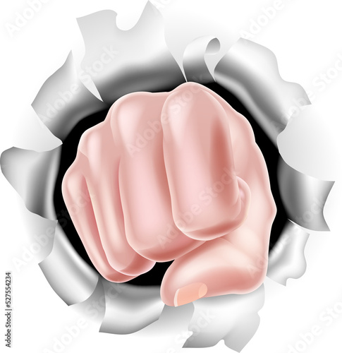 Fist Punching Through White...
