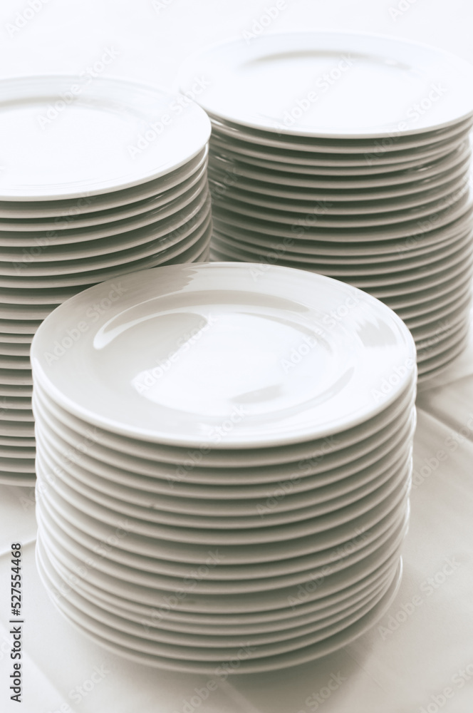 White clean plates close up view. White clean plates close up view.